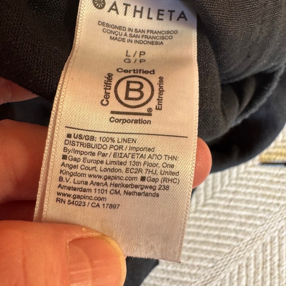 Athleta Retreat Linen Wide Leg Crop Pants Black Petite Large Hem Slits - Picture 7 of 10